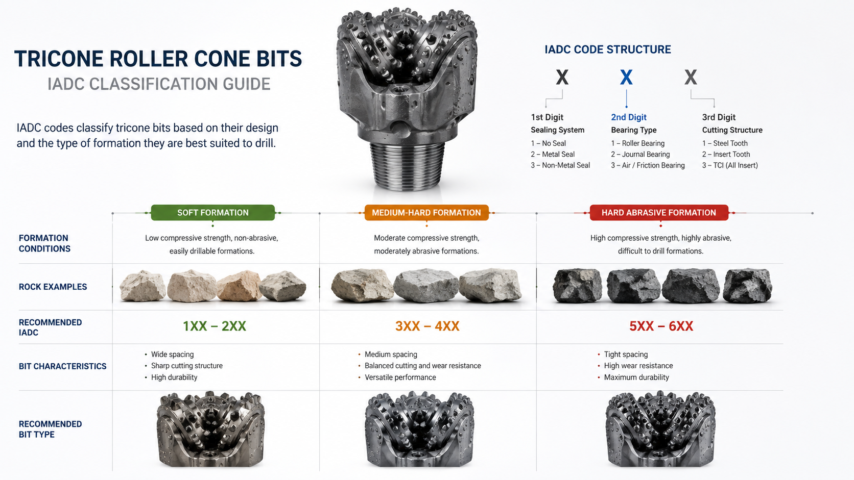 IADC tricone bit classification and formation selection